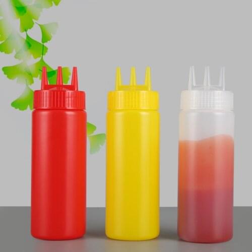1 Pcs Three-hole Squeeze Bottle Sauce Vinegar Oil Ketchup Gravy Cruet Condiment Dispenser Tomato Sauce Squeeze Bottle