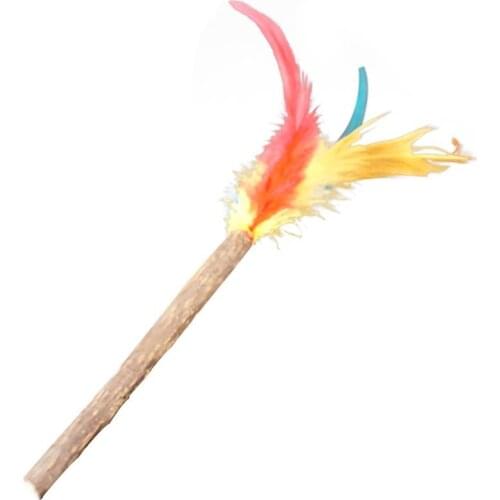 1pc Pet Teaser Wand Creative Faux Feather Decor Cat Teaser Toy Cat Interactive Toy Pet Supplies Cat Favors Random Color