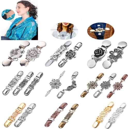 1pcs Clothes Cardigan clip fashion metal duckbill clip shawl scarf cardigan sweater tight Pearl retro brooch clothing decoration
