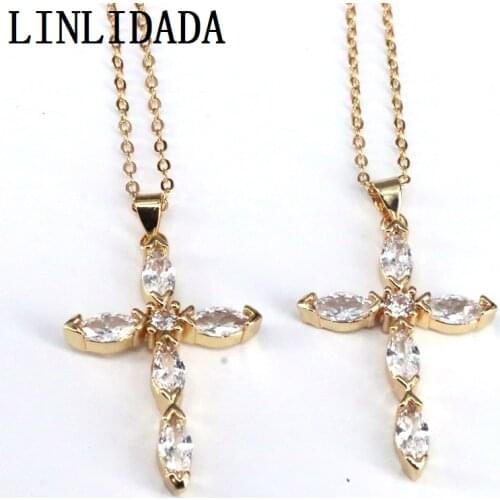 10Pcs Big CZ Micro Pave Cross Shape Pendant/Charm,Cubic Zirconia Cross Charm Necklace