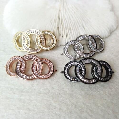 10 Pieces CZ zircon Micro Pave Connector Double Bails Beads Charm DIY Bracelet necklace Jewelry Finding CT300