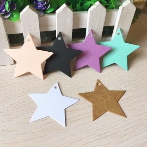 100pcs 5x5cm Paper Star Shaped Small Gift Box Packing Hang Tags,DIY Handmade Craft Price Tags, Luggage Name Note Labels