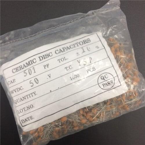 1000pcs/lot Y5P Ceramic DISC capacitor 500pF 501 50V 0.5nF 501K Y5P