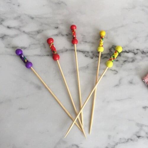 12cm Heart Star ball flower cute Bamboo Pick Cupcake Fruit Fork Party Dessert Salad Stick Cocktail Skewer for Wedding Decor