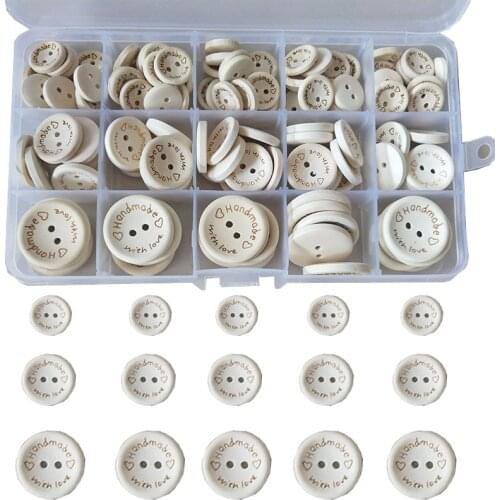 140 pcs/ set Multi-size Natural Color 2 Hole Wooden Buttons Handmade Sewing Accessories Buttons Decoration Button