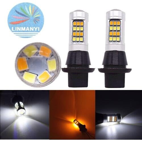 2Pcs 1156 BA15S BAU15S 7440 T20 LED DRL Car Turning Light 12V Dual Color 42 SMD Auto Daytime Running Light Fog Lamp