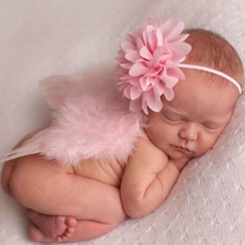 2pcs/set newborn photography props Sweet Newborn Baby Girls Wings&Headband Costume Birthday Party Photo Prop Outfit