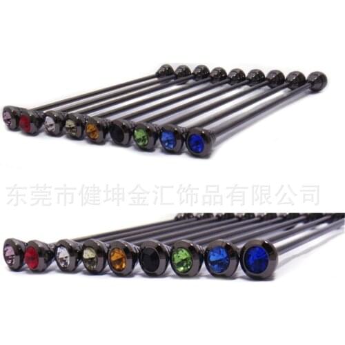 20pcs/lot Crystal Tie Collar Bar Gunblack Angle Collar Pin Barbell Lapel Collar Sticker Men Womens Jewelry Accessory Wholesale