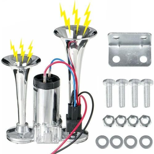 34cm 6000DB Loud Car Air Horn 12V Dual Trumpet Kit Super Loud Air Horn Compressor Car Horn Speaker ForTrucks Cars Portable