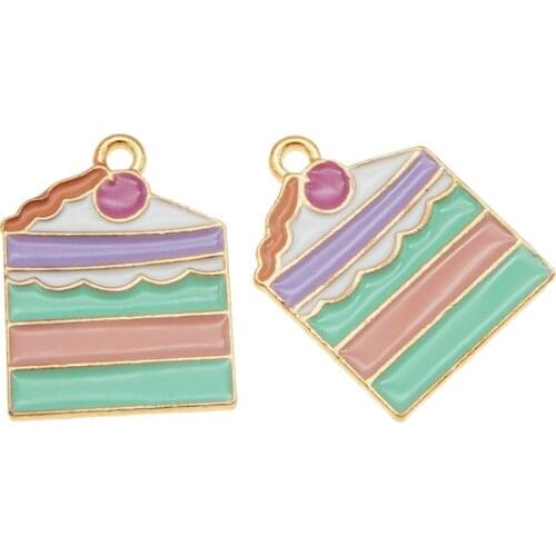 6pcs/pack Multi-layer cake Slice Cherry charms enamel alloy jewelry making earring accessories diy Bracelet Keychain Bag Pendant