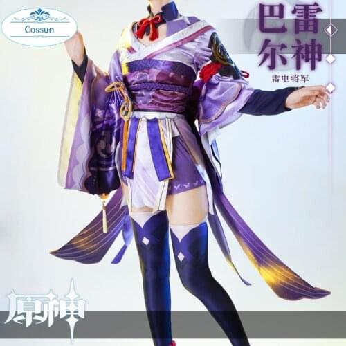 Anime!Genshin Impact Raiden Shogun Game Suit Gorgeous Uniform Cosplay Costume Halloween Carnival Party Outfit For Women 2021 NEW