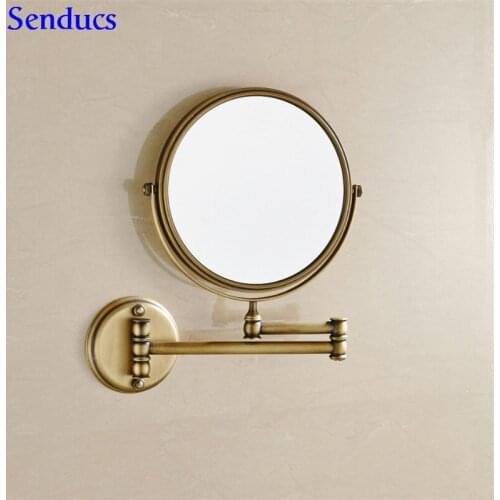Senducs Antique Bathroom Mirrror 8 Inch Round Bath Mirror With 3x Magnifying Mirror Of High Quality Solid Brass Toilet Mirrors