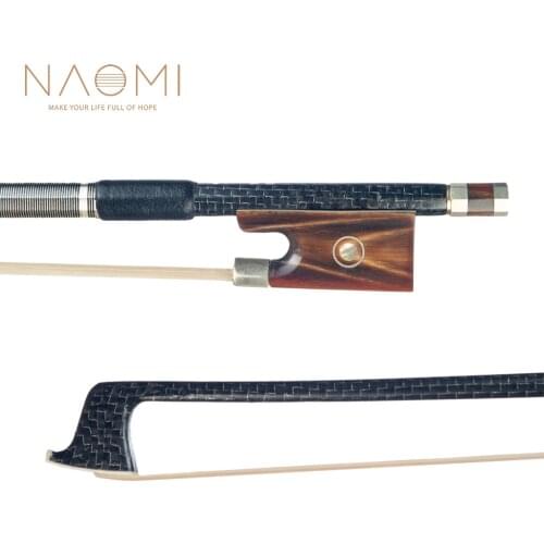 NAOMI Master Carbon Fiber Bow Fiddle/ Violin Bow Silver Braided Carbon Fiber Bow W/ Ox Horn Frog Classical Paris Eye Inlay