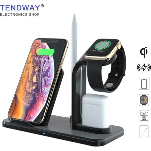 Qi Wireless Charger Stand For iPhone AirPods Apple Watch, Charge Dock Station Charger For Apple Watch Series 4/3/2/1 iPhone X 8