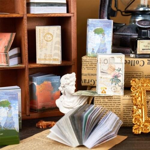 Retro Flower illustrated Memo Pad Sulfuric Acid Paper Material Book Vintage Collage Junk Journal Decoration School Stationery