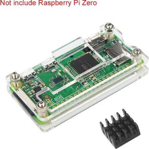 Raspberry Pi Zero W Case Acrylic Case + Black Aluminum Heat Sink Transparent Box compatible for Raspberry Pi Zero V 1.3 Board
