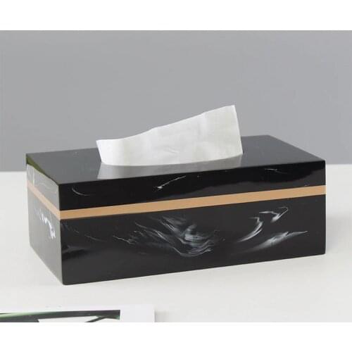 Black Tissue Box Resin Rectangle Container Removable Tissue Box Storage Modern Creative Servilletero Tissue Boxes BG50TB