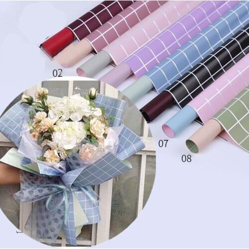 Double-sided Waterproof Rose Flower Wrapping Paper Lattice Korean Style Bouquet Packaging Gift Paper Florist Supplies