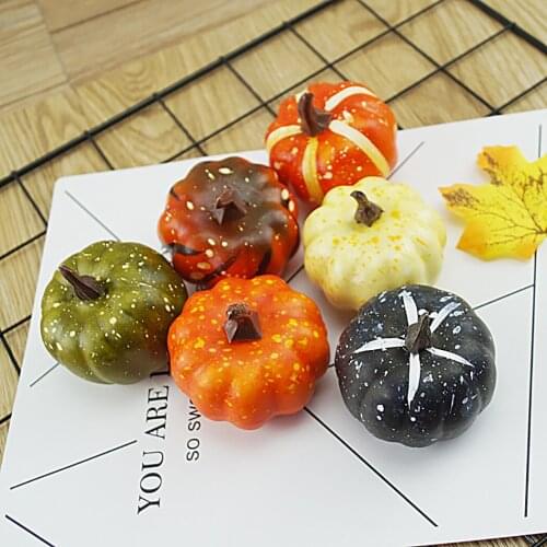 6pcs Halloween Pumpkin Fake Vegetable Simulation Halloween Artificial Pumpkin DIY Craft Home Birthday Party Wedding Decoration