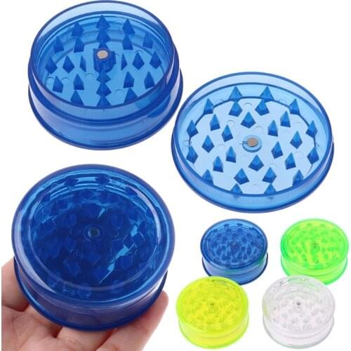 Plastic Tobacco Grinder Leaf Herbal Herb Smoke Spice Crusher Hand Muller 3 Layer Dia6 cm Smoking Accessories Color Random
