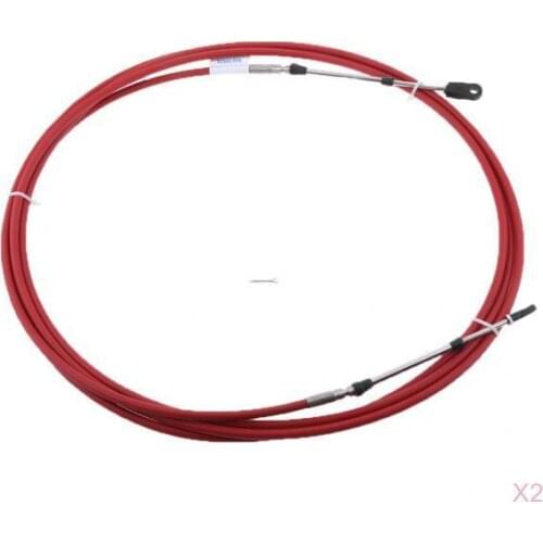 2pcs 10Ft Marine Throttle Control Cable Boat Engine Motor Stainless Steel Red