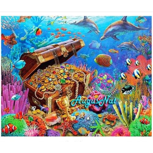 Ocean diamond painting full drill sea treasure wall art scenery decor rhinestone painting diamond dotz kits diy mosaic picture
