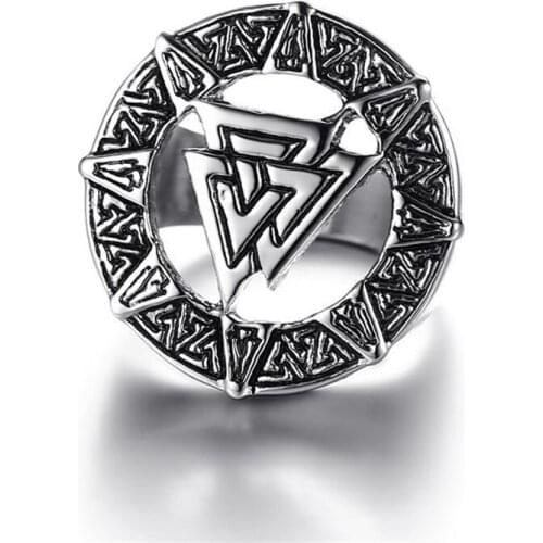 Ofertas Trendy Punk Style Alloy Irregular Icon Ring Classic Men Viking Amulet Rings Nordic Jewelry Fashion Accessories