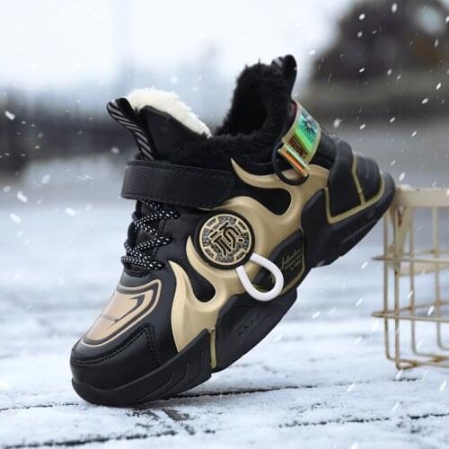 Winter Children Shoe For Kids Sneakers Boys Shoes Girls Sneaker Plush Lining Warm Anti-slippery Leather Hook&Loop tenis infantil