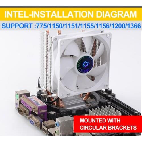 CPU Radiator 12V 3 Pin 2000RPM PC Case Silent Cooling Fan Hydraulic Bearing For Intel LGA 1155 1366 AMD11551366