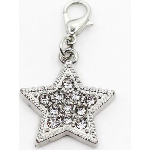 Hot Selling 10pcs/lot Five Pointed Star Crystal Dangle Charms Lobster Clasp DIY Bracelet Necklace Pendants Jewelry Hanging Charm