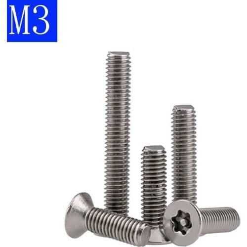 M3 -0.5 304 Stainless Steel A2 Pin Tamper Torx Security Flat Head Machine Screws Bolts