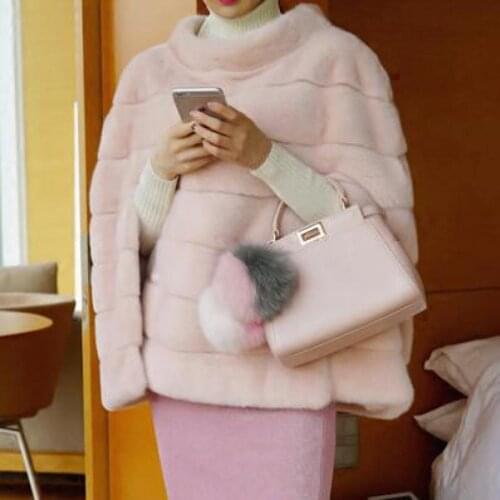 Fur poncho The 2018 Winter Fashion Female Mink Coat Short Slits Mink Shawls Coat Cloak Stratified Mink