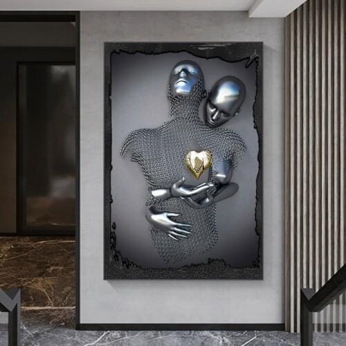 Metal Figure Statue Canvas Painting Wall Art Romantic Abstract Posters and Prints Modern Interior Decoration Paintings for Home