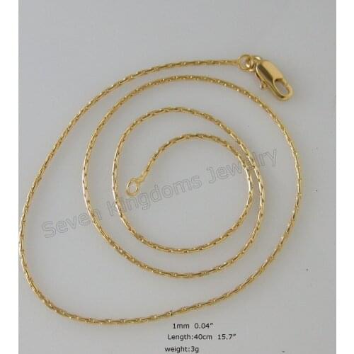 Min order 10$/ Can mix with other design 3g 15.7" - YELLOW GOLD GP FILLED BRASS THIN LINK CHAIN WIDTH 1MM NECKLACE