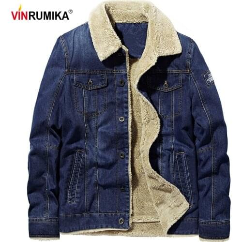 England Style 2020 Winter Men Fashion Casual Fleece Warm Cowboy Jacket Coat Man Spring Denim Blue Button Jackets Coats Outerwear