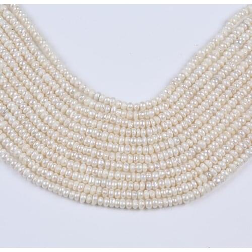 Real Cheaper Natural Freshwater Pearl Strand 6-7mm White Button Shape Beads