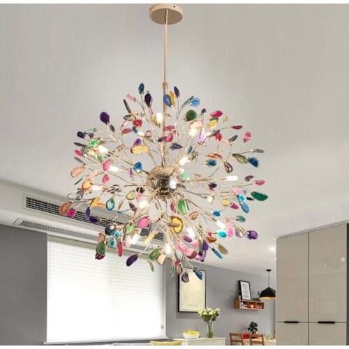 Nordic Fashion Living room chandelier lighting Creative Dinging Room Bedroom Agate Chandelier Clothing Store Led Hanging Light