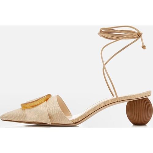 MUMANI Woman‘s 2021 New Sandals Hot Bohemian Cross-tied Hollow Genuine Leather Hollow Ethnic Ankle Strap Med Heel Lady Footwear