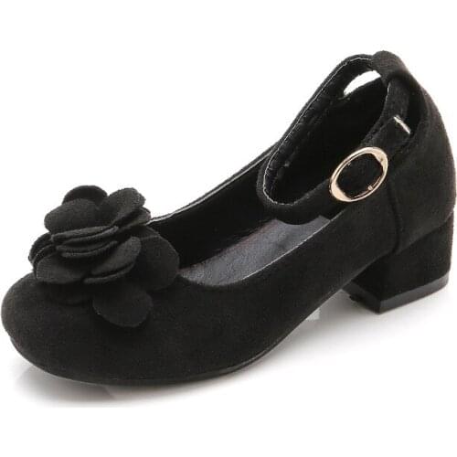 Shoes Girls High Heels Autumn 2020 New ChildrenS Flowers Princess Shoes 3-12 Years Little Girls Children School Leather Shoes