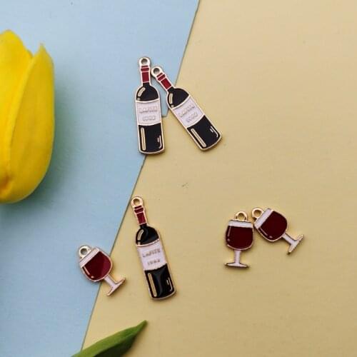 BULK 20 Wine Glass Charm for Jewelry Making Wine Charm Wine Jewelry Pendants Wineglass Enameled Metal Charm KL298FH