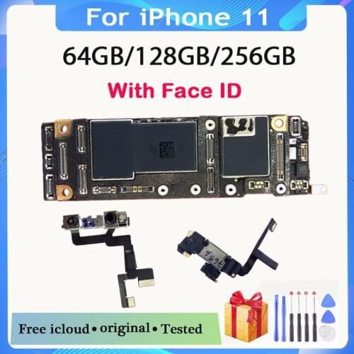 Original Motherboard For iPhone 11 Mainboard Factory Unlock With Full Chips For iPhone 11 Logic Board with without Face ID Plate