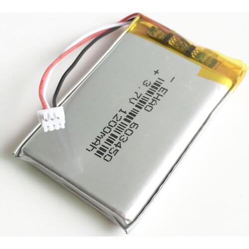 3.7V 1200mAh Lithium Polymer LiPo Rechargeable Battery with JST 1.25mm 3pin connector For PAD camera GPS Speaker laptop 603450