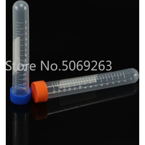 50pcs/lot 15ml Plastic Tubes with Caps PP Microcentrifuge Sample Vials Round-bottomed Plastic Tubes with Caps Centrifuge Tube