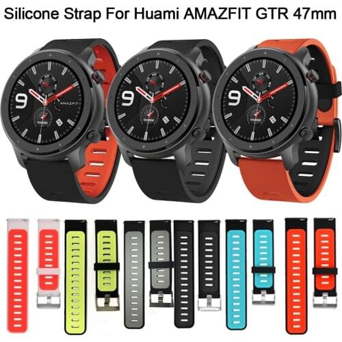 Silicone Strap For Huami AMAZFIT GTR 47mm pasek od zegarka Soft Silica Gel Watchband correa de reloj bracelet de montre