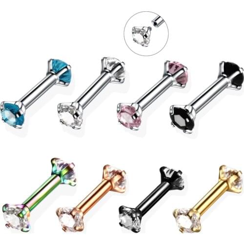 2020 Fashion 1Pc Stainless Steel Ear Stud Helix Piercing Thread Studs for Women Ear Cartilage Tragus Ear Piercing Body Jewelry
