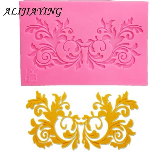 1Pcs Lace mat Silicone Mold,Sugarcraft Cake Decorating Tools,flower vine Fondant Chocolate Molds Cake Border Mould D0320