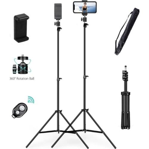 Gosear Extendable Selfie Stick Tripod Stand with Phone Holder Bluetooth Remote Storage Bag for Photography Video Recording