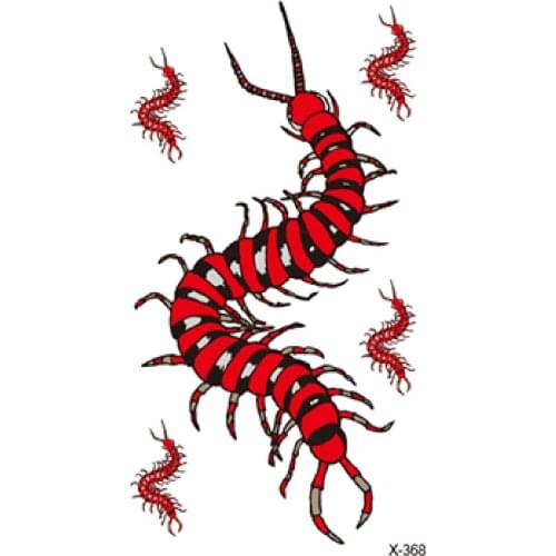 Waterproof Temporary tattoo sticker 3D horrible centipede tattoos halloween tatto stickers flash tatoo fake tattos