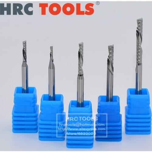 3.175mm High precision Left Spiral milling cutter down cut one Flute router bit CNC end mill carbide milling cutter AAAAA Series