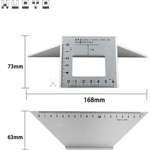 Japanese Aluminum Alloy Square Angle Ruler 45 degrees 90 degrees Gauge Protractor For Multifunctional Carpenter Woodworking Tool